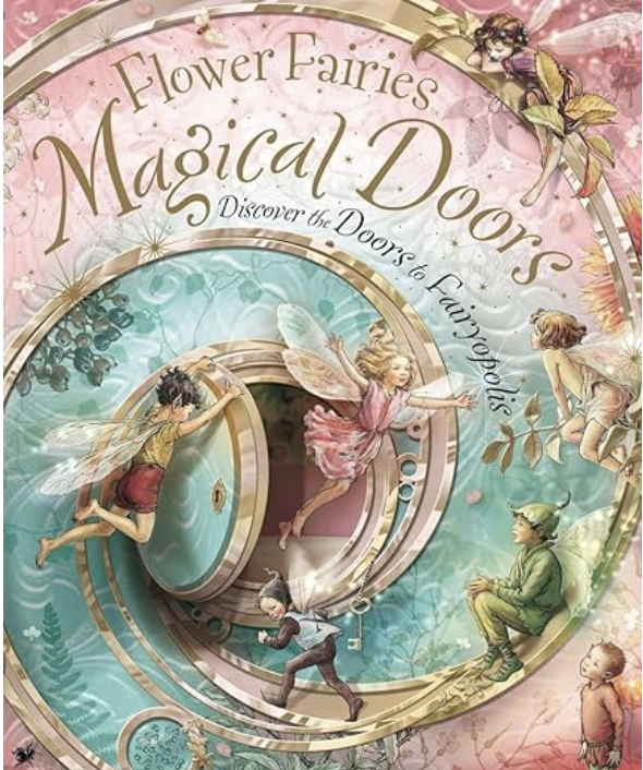Flower Fairies Magical Doors children’s book cover by Cicely Mary Barker featuring fairies around a magical doorway.